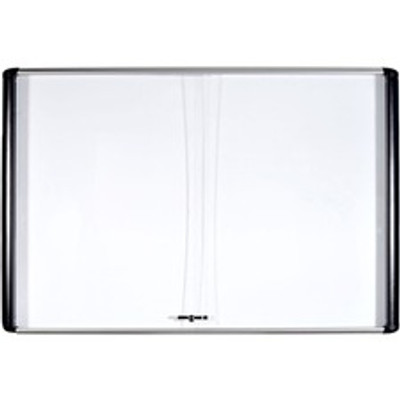 MasterVision Sliding Door Enclosed Board - 72" (6 ft) Width x 48" (4 ft) Height - Porcelain Steel Surface - Aluminum Frame - Rectangle - Magnetic - Scratch Resistant - Assembly Required - 1 Each