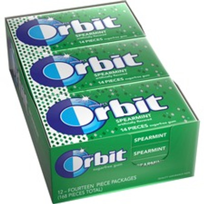 Orbit Spearmint Sugar-free Gum - 12 packs - Spearmint - Individually Wrapped - 14 /Pack - 12 / Box