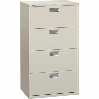 HON Brigade 600 H674 Lateral File - 53.3" Height x 30" Width x 18" Depth - 4 - Finish: Light Gray - 1 Each