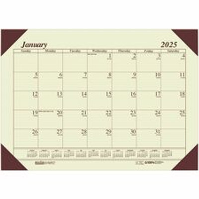 House of Doolittle Ecotones Compact Calendar Desk Pads - Julian Dates - Monthly - 1 Year - January 2025 to December 2025 - 1 Month Single Page Layout - 22" x 17" Sheet Size - 2.88" x 2.25" Block - Desk Pad - Tan - Leatherette, Paper - Holder - 1 Each