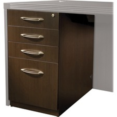 Safco Aberdeen Series Desk Pedestal - 27.5" Height x 15.3" Width x 26.5" Depth - Fluted Edge - Material: Particleboard - Finish: Laminate, Mocha - Cord Management, Modesty Panel, Grommet, Leveling Glide, Scratch Resistant, Security Lock - 1 Each