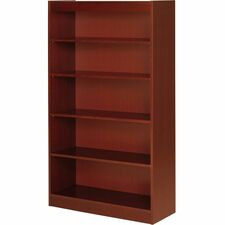 Lorell Panel End Hardwood Veneer Bookcase - 60" Height x 36" Width x 12" Depth x 0.8" Thickness - 5 Shelve(s) - 4 Adjustable Shelf(ves) - Material: Veneer - Finish: Cherry - 1 Each