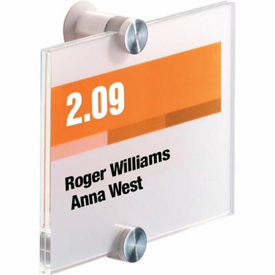 DURABLE Crystal Standoff Interior Wall Sign - 4.1" Width x 4.1" Height x 0.9" Depth - Square Shape - Wall Mountable - Indoor - Acrylic - Clear - 1 Each