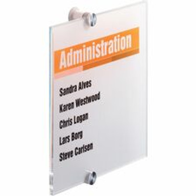 DURABLE Crystal Standoff Interior Wall Sign - 5.9" Width x 5.9" Height x 0.9" Depth - Square Shape - Wall Mountable - Indoor - Acrylic - Clear - 1 Each