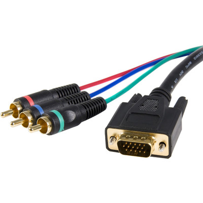 StarTech.com Cable Adapter - RCA Breakout - HD15 (m) - Component (f) - 3 ft - 3 ft RCA/VGA Video Cable for Video Device, Monitor - First End: 1 x 15-pin HD-15 - Male - Second End: 3 x Component Video - Male - Black - 1 Each