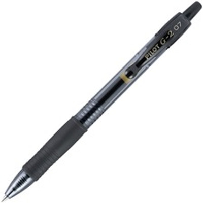 Pilot G2 Retractable Gel Ink Rollerball Pens - 0.7 mm Fine Pen Point - Refillable - Retractable - Black Ink - Gel-based - 1 Dozen