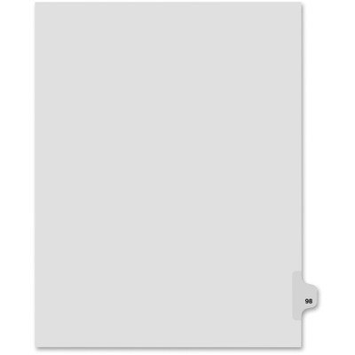Kleer-Fax Legal Exhibit Numbered Index Dividers - Printed Tab(s) - Digit - 98 - 8.5" Divider Width x 11" Divider Length - Letter - White Divider - 100% Recycled - Unpunched, Laminated Tab, Heavy Duty - 25 / Pack
