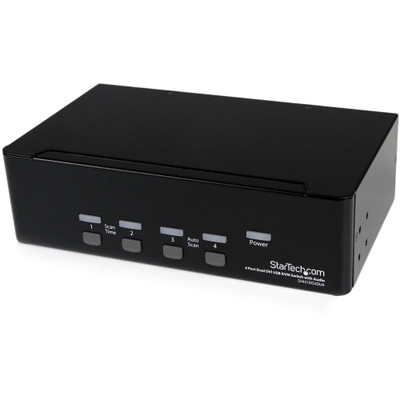 StarTech.com 4-Port Dual DVI USB KVM Switch with Audio and USB 2.0 Hub - 4 Computer(s) - 1 Local User(s) - QXGA - 2048 x 1536 - 8 x USB - 10 x DVI - Desktop - TAA Compliant