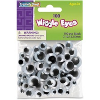 Creativity Street 100-piece Assorted Size Wiggle Eyes - Drawing, Project, Photo, Pet Rock - 100 Piece(s) - Black - 100 / Pack