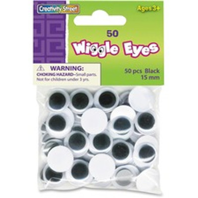 Creativity Street Children's Art Wiggle Eyes - Decoration - 50 Piece(s) x 0.6" Diameter - Black - 1 / Pack