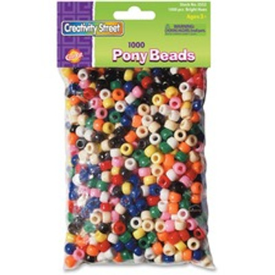 Creativity Street Pony Beads - Art, Craft - Assorted - Plastic - 1000 / Pack