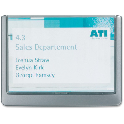 DURABLE CLICK SIGN Holder for Interior Walls - 5.9" Width x 5.1" Height x 0.6" Depth - Rectangular Shape - Door-mountable, Wall Mountable, Surface-mountable - Indoor - Acrylic, Plastic - Clear, Graphite - 1 Each