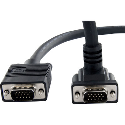 StarTech.com 6 ft 90 Degree Down Angled VGA Monitor Cable - 6 ft Coaxial Video Cable for Monitor, Video Device - First End: 1 x 15-pin HD-15 - Male - Second End: 1 x 15-pin HD-15 - Male - Shielding - 28 AWG - Black - 1 Each