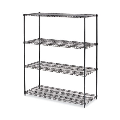 All-purpose Wire Shelving Starter Kit, 4-shelf, 60 X 24 X 72, Black Anthracite Plus