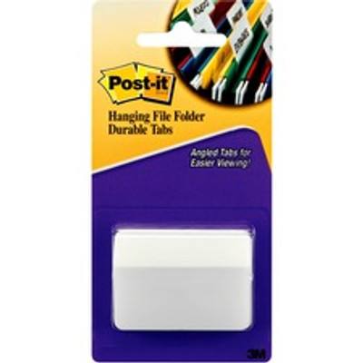 Post-it&reg; Hanging File Folder Durable Tabs - 1.50" Tab Height x 2" Tab Width - Removable - White Tab(s) - 50 / Pack