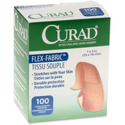 Medline Comfort Cloth Adhesive Fabric Bandages - - 1" Width x 3" Length - Tan - 100 / Box