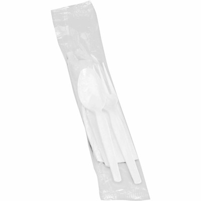 Genuine Joe Fork/Knife/Spoon Utensil Kit - White - 250 / Carton