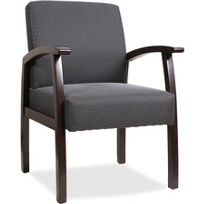 Lorell Thickly Padded Guest Chair - Espresso Frame Color - Four-legged Base - Charcoal - 1 Each
