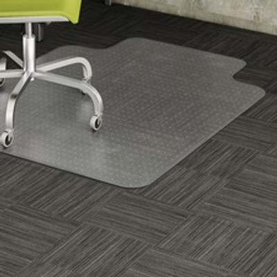Lorell Wide Lip Low-pile Chairmat - Carpeted Floor - 53" Length x 45" Width x 0.122" Thickness - Lip Size 12" Length x 25" Width - Vinyl - Clear - 1 Each