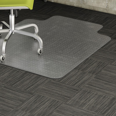 Lorell Wide Lip Low-pile Chairmat - Carpeted Floor - 53" Length x 45" Width x 0.122" Thickness - Lip Size 12" Length x 25" Width - Vinyl - Clear - 1 Each