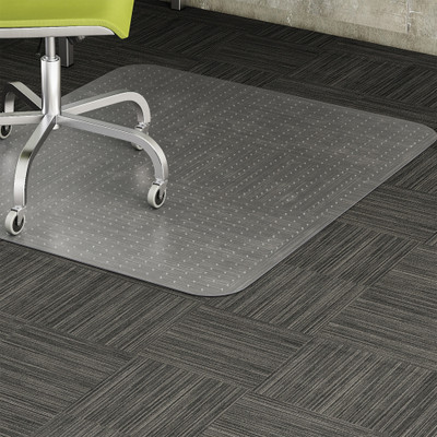 Lorell Low-Pile Chairmat - Carpeted Floor - 60" Length x 46" Width x 0.122" Thickness - Rectangular - Vinyl - Clear - 1 Each