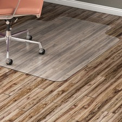 Lorell Wide Lip Chairmat - Hard Floor, Wood Floor, Vinyl Floor, Tile Floor - 53" Length x 45" Width x 0.095" Thickness - Lip Size 12" Length x 25" Width - Vinyl - Clear - 1 Each