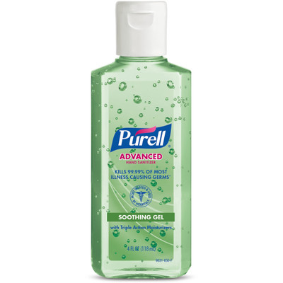 PURELL Advanced Hand Sanitizer Gel - Floral Scent - 4 fl oz - Squeeze Bottle Dispenser - Kill Germs - Hand - Moisturizing - Green - Non-sticky, Residue-free, Moisturizing - 1 Each