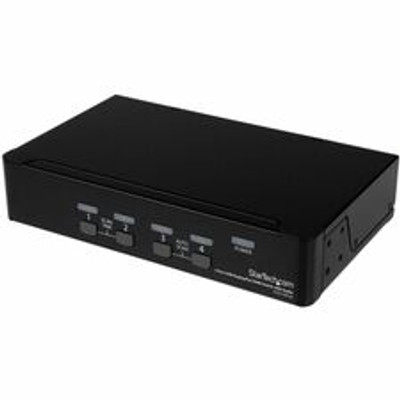 StarTech.com 4 Port USB DisplayPort KVM Switch with Audio - 4 Computer(s) - 1 Local User(s) - WQXGA - 3840 x 2400 - 8 x USB - 5 x DisplayPort - Rack-mountable, Desktop - TAA Compliant