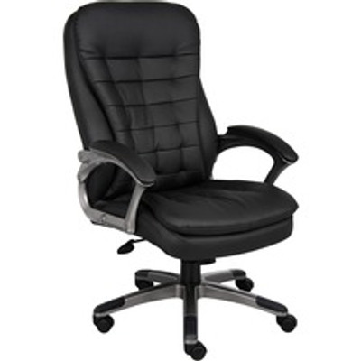 Boss High Back Executive Chair - Black Seat Color - Vinyl Seat Material - Black, Gray Frame Color - Nylon Frame Material - 5-star Base - 1 Each
