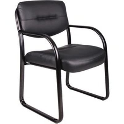 Boss Guest Chair - Black Seat Color - LeatherPlus Seat Material - Black Frame Color - Steel Frame Material - Sled Base - 1 Each