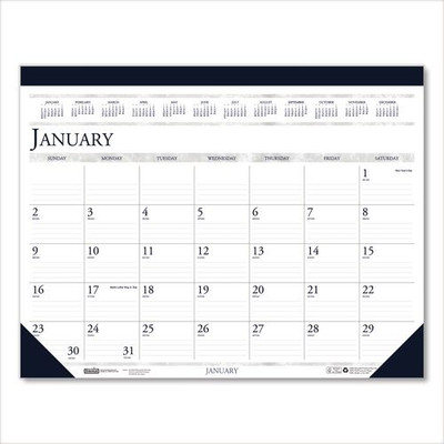 Recycled Two-color Perforated Monthly Desk Pad Calendar, 18.5 X 13, Blue Binding/corners, 12-month (jan-dec): 2022