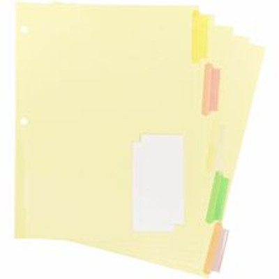 Business Source Insertable Tab Ring Binder Indexes - 5 Blank Tab(s) - 2" Tab Width - 8.5" Divider Width x 11" Divider Length - Letter - 3 Hole Punched - Multicolor Tab(s) - Tear Resistant, Punched, Insertable, Reinforced Edges - 5 / Set
