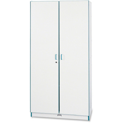 Jonti-Craft Rainbow Accents Classroom Closet - 36" Width x 24" Depth x 72" Height - 3 x Shelf(ves) - Hinged Door(s) - Locking Door, Hinged Door, Chip Resistant, Rounded Edge, Adjustable Shelf - Teal - Freckled Gray Laminate