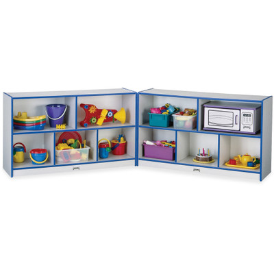 Jonti-Craft Rainbow Accents Fold-n-Lock Storage Shelf - 29.50" Height x 96" Width x 15" Depth - Lockable, Foldable - Blue - Hard Rubber - 1 Each