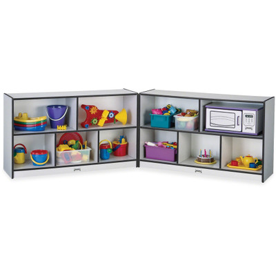 Jonti-Craft Rainbow Accents Fold-n-Lock Storage Shelf - 29.50" Height x 96" Width x 15" Depth - Lockable, Foldable - Black - Hard Rubber - 1 Each