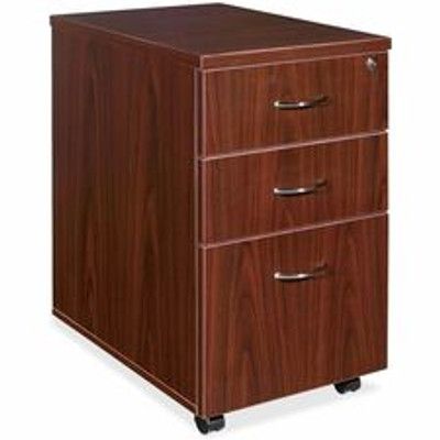 Lorell Essentials Series Box/Box/File Mobile File Cabinet - 28.6" Height x 15.8" Width x 22" Depth x 1" Thickness - 3 x Box, File Drawer(s) - Finish: Laminate, Mahogany - Leveling Glide, Durable - 1 Each