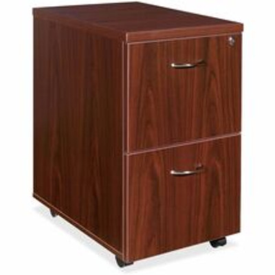 Lorell Essentials Series File/File Mobile File Cabinet - 28.6" Height x 15.7" Width x 22" Depth - Double Pedestal - Finish: Laminate, Mahogany - Leveling Glide - 1 Each