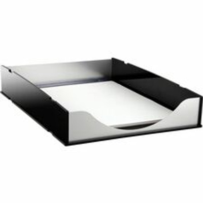 Kantek Letter Tray - 2.25" Height x 10.25" Width x 13.50" Depth - Desktop - Stackable - Black, Silver - Acrylic, Aluminum - 1 Each