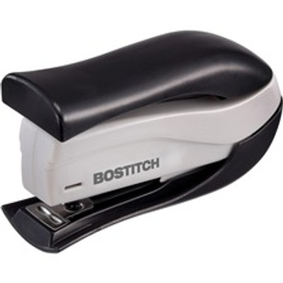 Bostitch Spring-Powered 15 Handheld Compact Stapler, Black - Staples Upto 15 Sheet - Holds Upto 105 Staple - Half Strip - Staple Size: 0.25" - Black, Gray - 1 Each