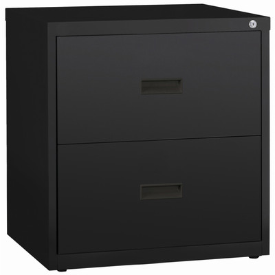 Lorell Value Lateral File - 2-Drawer - 30" Width x 18.6" Depth x 28.1" Height - 2 x Drawer(s) for File - A4, Letter, Legal - Interlocking, Ball-bearing Suspension, Adjustable Glide, Locking Drawer - Black - Steel - Recycled
