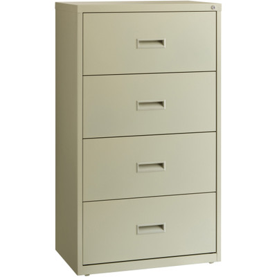Lorell Value Lateral File - 4-Drawer - 30" Width x 18.6" Depth x 52.5" Height - 4 x Drawer(s) for File - A4, Legal, Letter - Interlocking, Adjustable Glide, Ball-bearing Suspension, Label Holder - Putty - Steel - Recycled