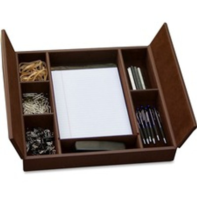 Dacasso Leather Conference Room Organizer - 6 Compartment(s) - Desktop - Chocolate Brown - Leather - 1 Each