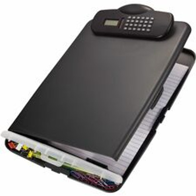 Officemate Slim Clipboard Storage Box with Calculator - 10" x 14 1/2" Sheet Size - 1 Each