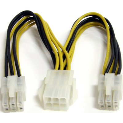 StarTech.com 6in PCI Express Power Splitter Cable - For PCI Express Card - Yellow - 6" Cord Length - PCI-E / PCI-E - 1