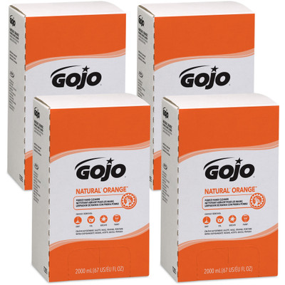 Gojo Natural Orange Pumice Hand Cleaner Refill - Orange Citrus Scent - 2.11 quart - Dirt Remover, Grease Remover, Soilage Remover - Hand - Gray - 4 / Carton