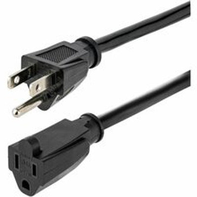 StarTech.com 6 ft 14 AWG Power Cord Extension - NEMA 5-15R to NEMA 5-15P - For Desktop Computer, Monitor, Printer - 125 V AC / 15 A - Black - 6 ft Cord Length - NEMA 5-15P / NEMA 5-15R - 1 Each
