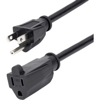 StarTech.com 25 ft Power Cord Extension - NEMA 5-15R to NEMA 5-15P - For Monitor, Desktop Computer, Server, Printer - 125 V AC / 13 A - Black - 25 ft Cord Length - NEMA 5-15P / NEMA 5-15R - North America - 1 Each