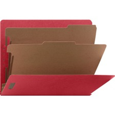 Nature Saver Letter Recycled Classification Folder - 8 1/2" x 11" - End Tab Location - 2 Divider(s) - 25 pt. - Fiberboard - Bright Red - 100% Recycled - 10 / Box
