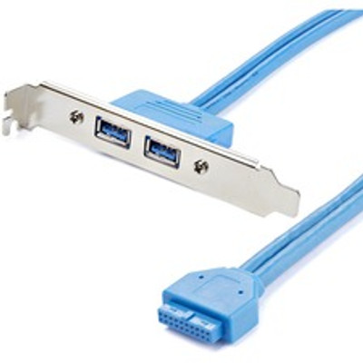 StarTech.com 2 Port USB 3.0 A Female Slot Plate Adapter - 2 x 9-pin USB 3.0 Type A - Female - 1 x 20-pin IDC - Female - Blue - 1 Each