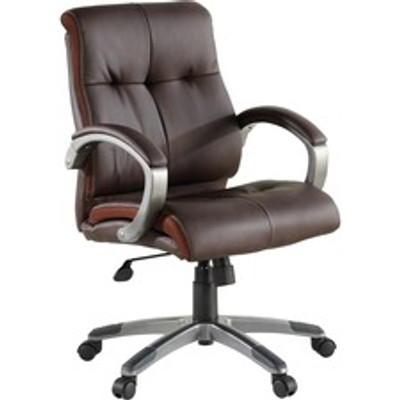 Lorell Low-back Executive Office Chair - Brown Seat Color - Leather Seat Material - 5-star Base - Brown - 1 Each
